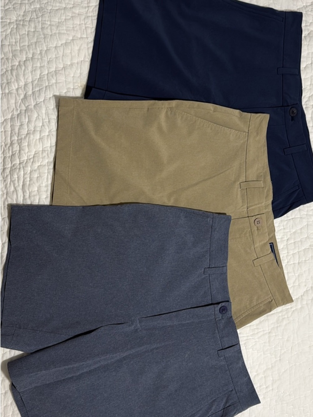 Vineyard Vines Men's Performance Shorts Trio in Navy, Khaki, and Heather Navy